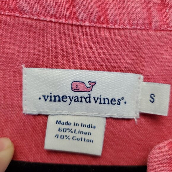Vineyard Vines Top Womens Small Pink Linen/Cotton Blend 3/4 Sleeve Blouse - Picture 2 of 8
